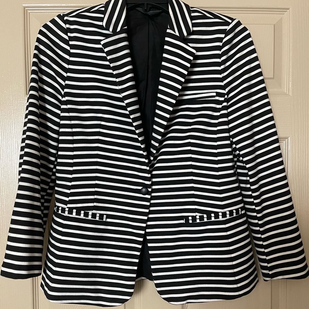 Black and white striped blazer